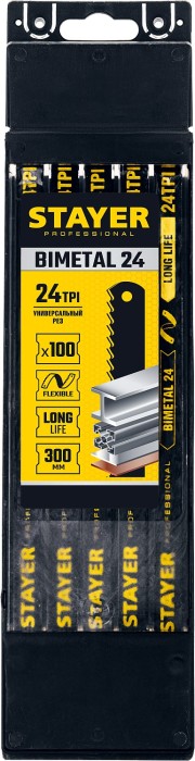 STAYER 24 TPI, 300 мм, 100 шт., полотно для ножовки по металлу Bimetal-24 15932-24 Professional