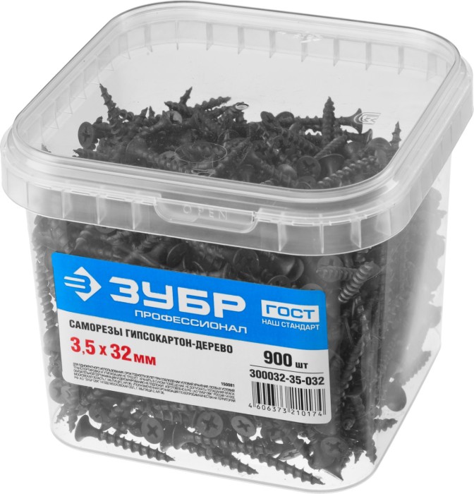 ЗУБР 32 х 3.5 мм, 900 шт., СГД саморезы гипсокартон-дерево 300032-35-032 Профессионал