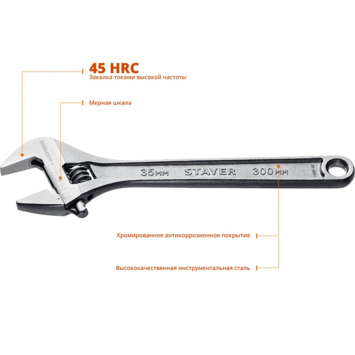STAYER 300/35 мм, ключ разводной MAX-Force 2725-30_z01