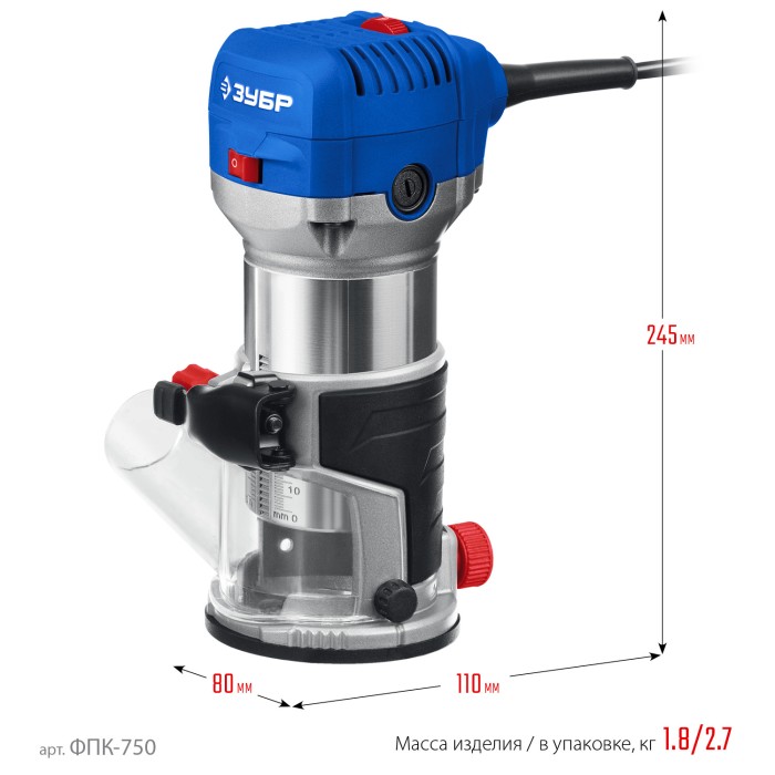 ЗУБР 750 Вт, кромочный фрезер ФПК-750 Профессионал