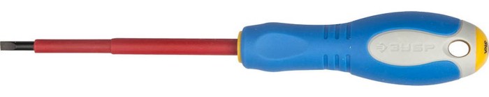 ЗУБР SL4.0х100 мм, отвертка диэлектрическая Электрик 25261-4.0-100 Профессионал