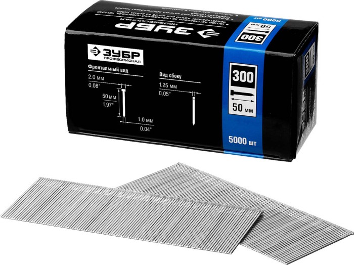ЗУБР гвозди тип 300, 50 мм, гвозди особотвердые 31830-50 Профессионал