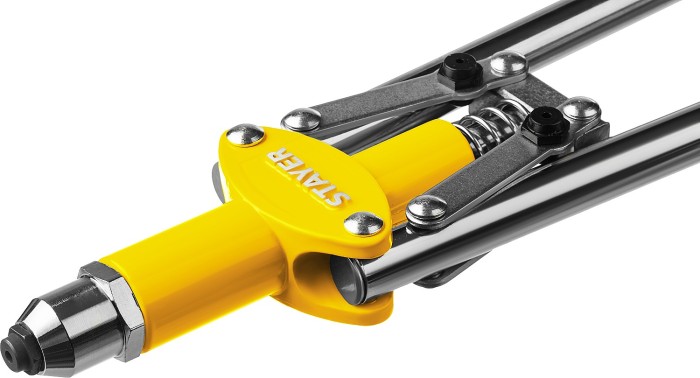 STAYER заклепки 3.2-4.8 мм из алюминия, стали, нерж. стали, литой корпус, заклепочник силовой двуручный 3114_z01 Профессионал