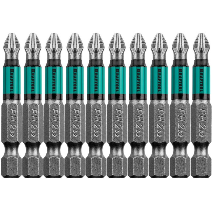 KRAFTOOL PH2, 50 мм, 10 шт., Cr-Mo сталь, набор бит Optimum Line 26122-2-50-10