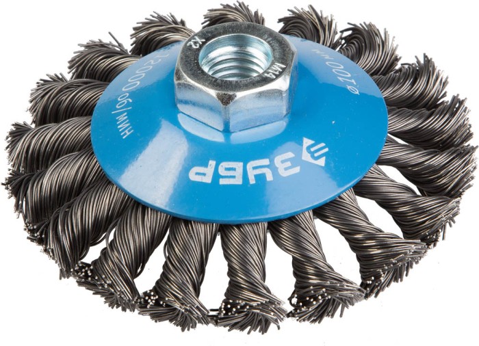 ЗУБР 100 мм х М14, плетеная стальная проволока 0.5 мм, щетка коническая для УШМ 35269-100_z01 Эксперт