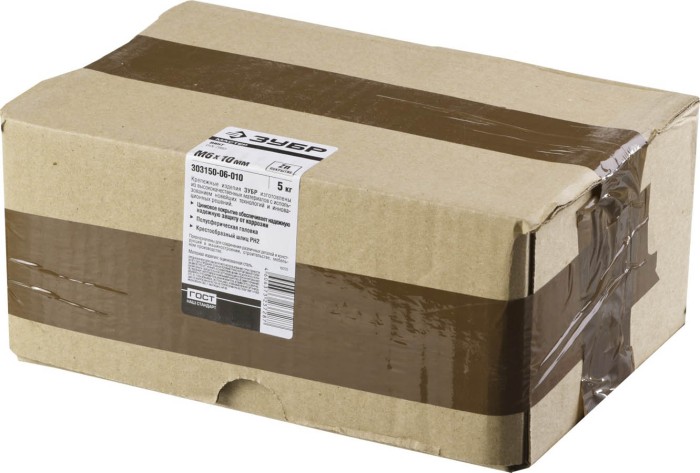 ЗУБР M6 x 10 мм, 5 кг, полусферическая головка, винт DIN 7985 303150-06-010