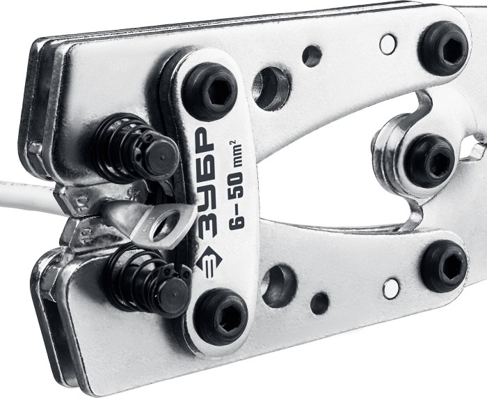 ЗУБР 6-50 мм², усиленные гексагональные, для медных наконечников и гильз, пресс-клещи 45453 Профессионал