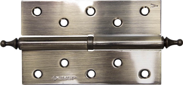 ЗУБР 125 x 75 x 2.5 мм, 2 шт., 1 подшипник, цвет старая латунь (АВ), левая, с крепежом, петля дверная разъемная 37605-125-5L Эксперт