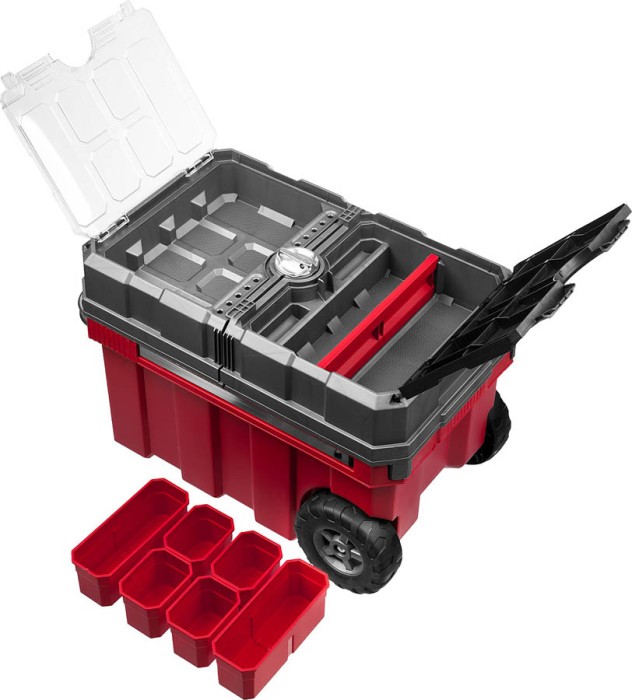 ЗУБР 616 х 378 х 415 мм (24"), пластиковый, ящик-тележка для инструментов МЕГА-БОКС 38133-24 Профессионал