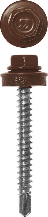 ЗУБР 60 х 4.8 мм, 200 шт., RAL 8017 шоколадно-коричневый, СКД саморезы кровельные для деревянной обрешетки 4-300315-48-060-8017 Профессионал