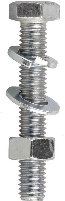 ЗУБР M8 x 70 мм, 3 шт., болт с шестигранной головкой в комплекте с гайкой, шайбой, шайбой пружинной 4-303436-08-070