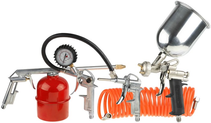 STAYER 5 предметов, набор пневматический универсальный: краскораспылитель с верхним бачком, пистолет 06488-H5