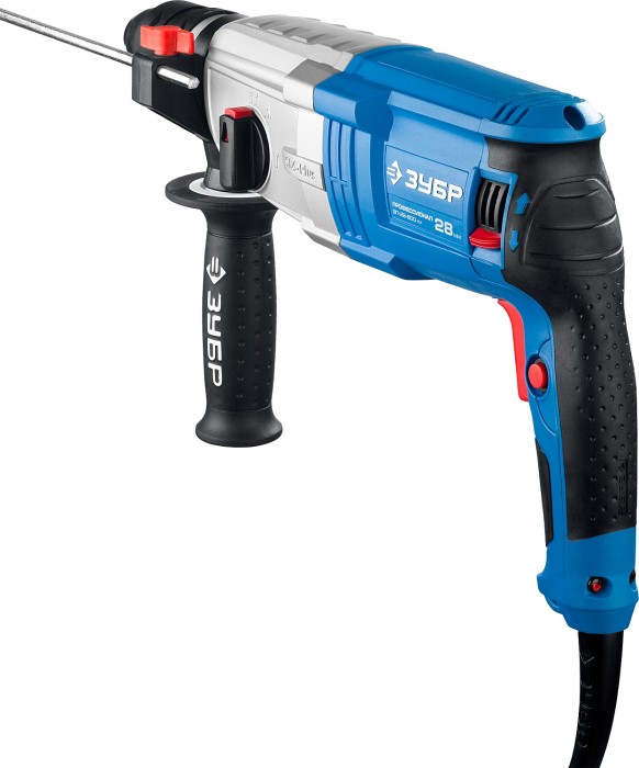 ЗУБР 800 Вт, 0-1200 об/мин, 0-4800 уд/мин, кейс, перфоратор горизонтальный ЗП-28-800 КМ Профессионал