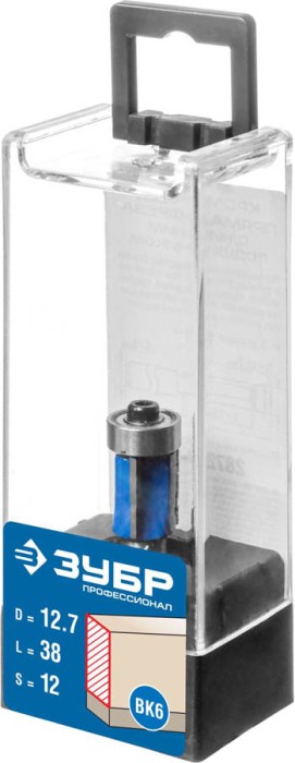 ЗУБР 12.7 x 13 мм, хвостовик 8 мм, фреза кромочная с нижним подшипником (3 лезвия) 28728-12.7-13 Профессионал