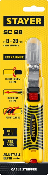 STAYER 8-28 мм, стриппер SC-28 для снятия изоляции кабелей 2-45303_z01 Master