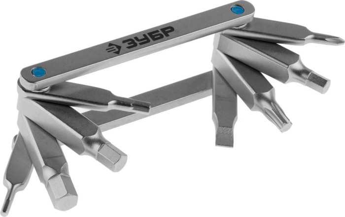 ЗУБР 8-в-1, HEX, TORX, PH №1, SL 5 мм, универсальные, складные, ключи имбусовые 27423-H8