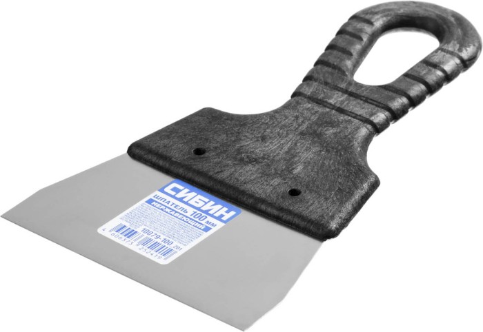 СИБИН 100 мм, нержавеющая полотно, пластмассовая рукоятка, шпатель 10079-100_z01