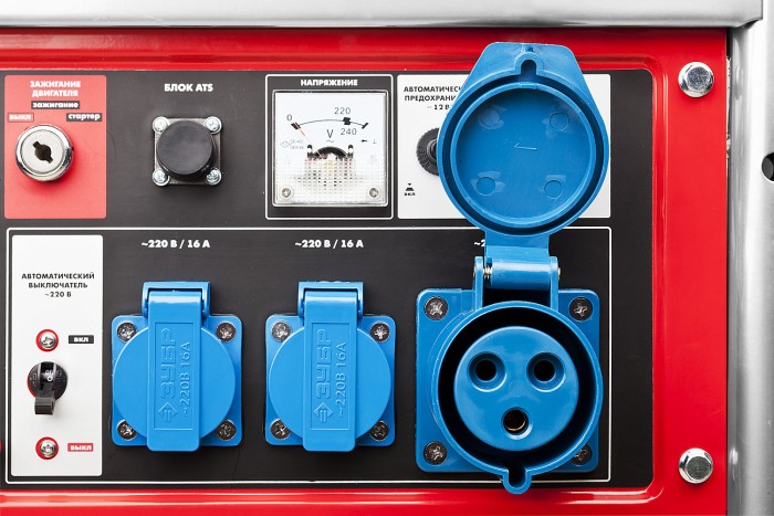 ЗУБР 5.7/6.2 кВт, однофазный, синхронный, щеточный, генератор бензиновый ЗЭСБ-6200-ЭА Мастер