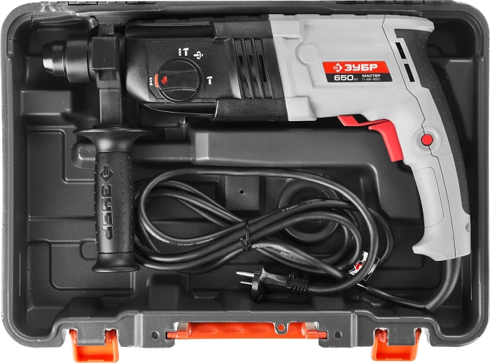 ЗУБР 650 Вт, 0-870 об/мин, 0-4850 уд/мин, кейс, перфоратор горизонтальный П-22-650 Мастер