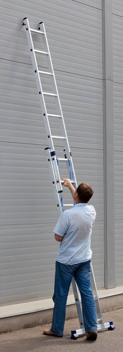 СИБИН число ступеней 2 х 8, алюминий, максимальная нагрузка 150 кг, лестница универсальная двухсекционная 38823-08