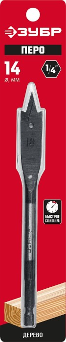 ЗУБР 14x152мм, сверло перовое по дереву, с боковыми подрезателями 29505-14_z01