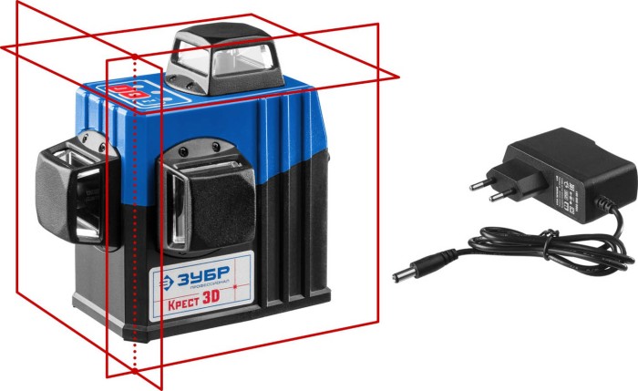 ЗУБР линейный лазерный нивелир КРЕСТ 3D 34908 Профессионал