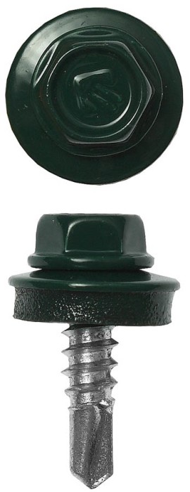 ЗУБР 25 х 5.5 мм, 1800 шт., RAL 6005 зеленый насыщенный, СКМ саморезы кровельные для металлических конструкций 4-300310-55-025-6005 Профессионал