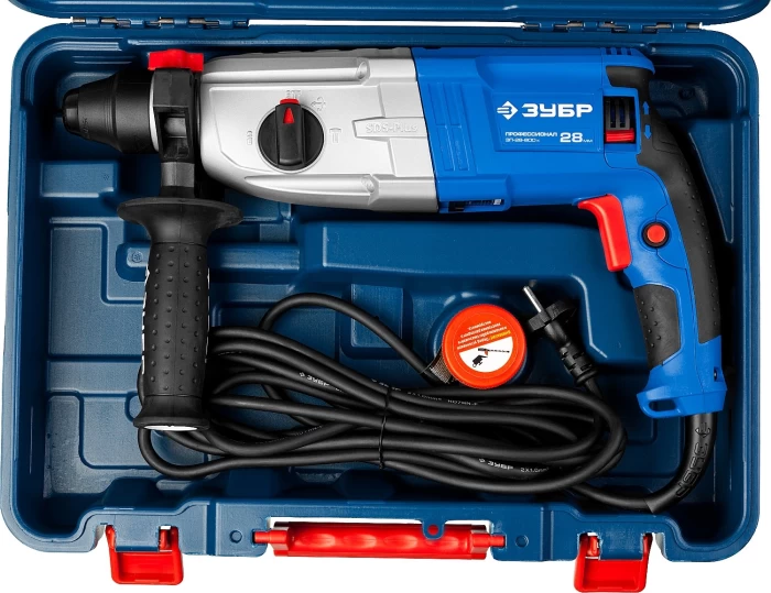 ЗУБР 800 Вт, 0-1200 об/мин, 0-4800 уд/мин, кейс, перфоратор горизонтальный ЗП-28-800 К Профессионал