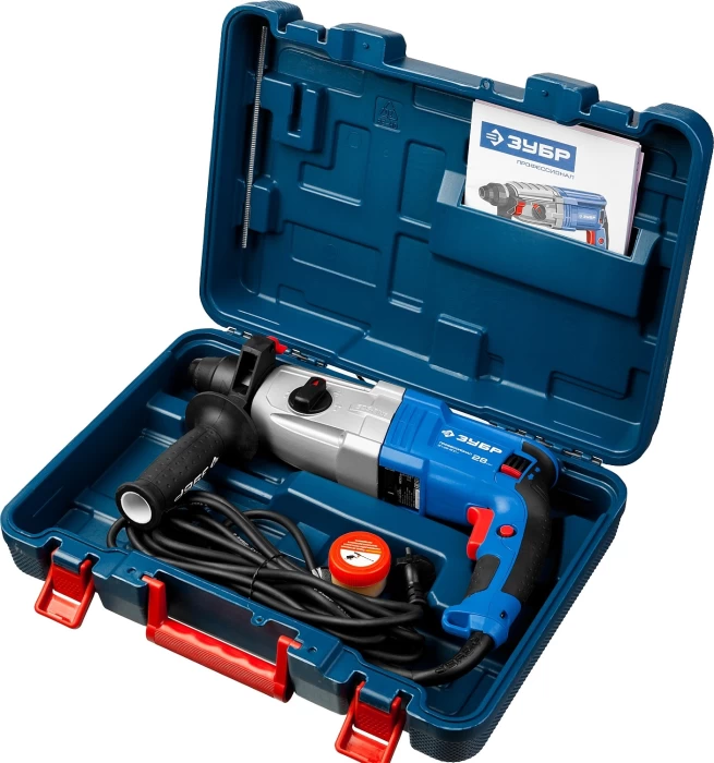 ЗУБР 800 Вт, 0-1200 об/мин, 0-4800 уд/мин, кейс, перфоратор горизонтальный ЗП-28-800 К Профессионал