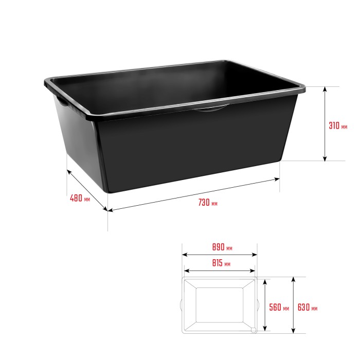 STAYER 120 л, 30х60х85, пластмассовый, трапециевидный, таз строительный 06099-120