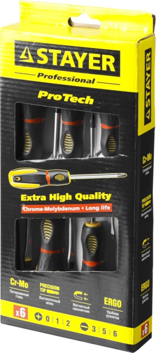 STAYER 6 шт., набор отверток ProTech 25133-H6_z02