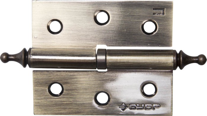 ЗУБР 75 x 63 x 2.5 мм, 2 шт., 1 подшипник, цвет старая латунь (АВ), правая, с крепежом, петля дверная разъемная 37605-075-5R Эксперт