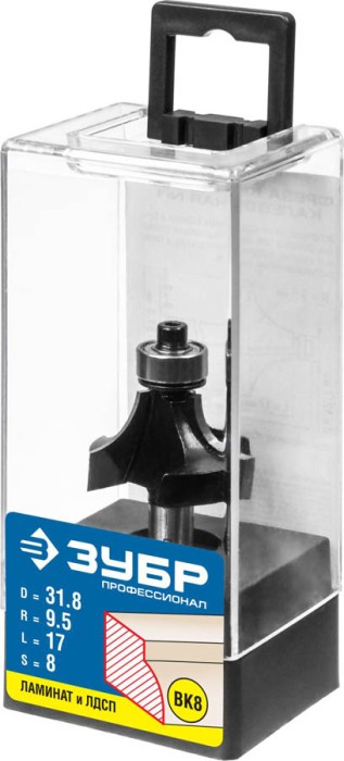 ЗУБР 31.8 x 17 мм, радиус 9.5 мм, фреза кромочная калевочная №1 28784-31.8 Профессионал