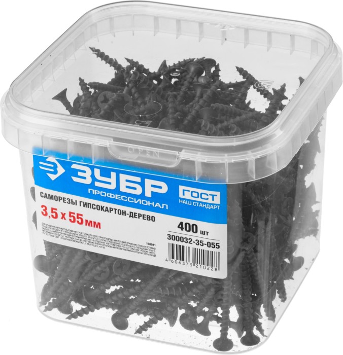 ЗУБР 55 х 3.5 мм, 400 шт., СГД саморезы гипсокартон-дерево 300032-35-055 Профессионал