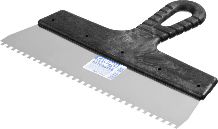 СИБИН 250 мм, нержавеющая полотно, пластмассовая рукоятка, шпатель зубчатый 10089-25-04_z01