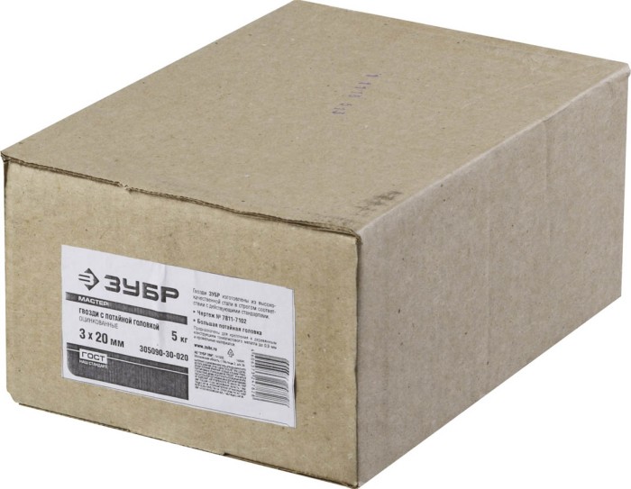 ЗУБР 20 х 3 мм, 5 кг, гвозди с большой потайной головкой 305090-30-020 Мастер