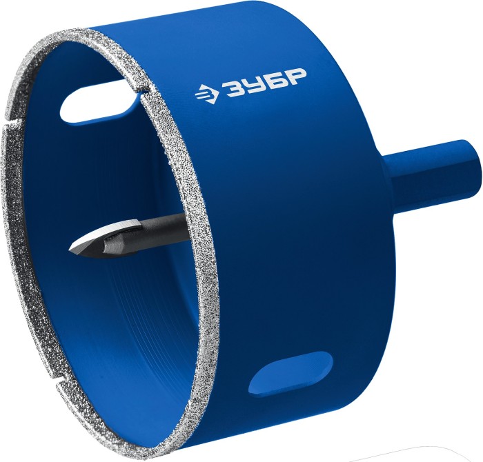 ЗУБР  АГК d 53 мм (центр. сверло, трехгр. хвост, Р60), Алмазная коронка, Профессионал (29850-53)