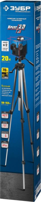 ЗУБР линейный лазерный нивелир со штативом в чехле КРЕСТ 2D 2 34907-2 Профессионал
