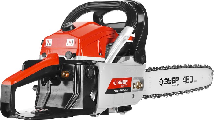 ЗУБР 2.1 кВт/2.86 л.с, 450 мм, пила цепная бензиновая ПБЦ-М560 45П Мастер