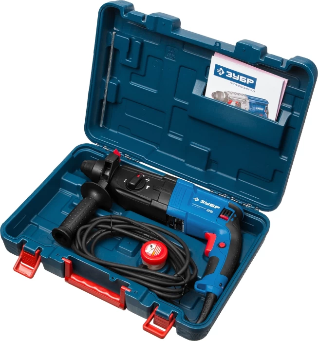 ЗУБР 800 Вт, 0-1200 об/мин, 0-4800 уд/мин, кейс, перфоратор горизонтальный ЗП-26-800 К Профессионал