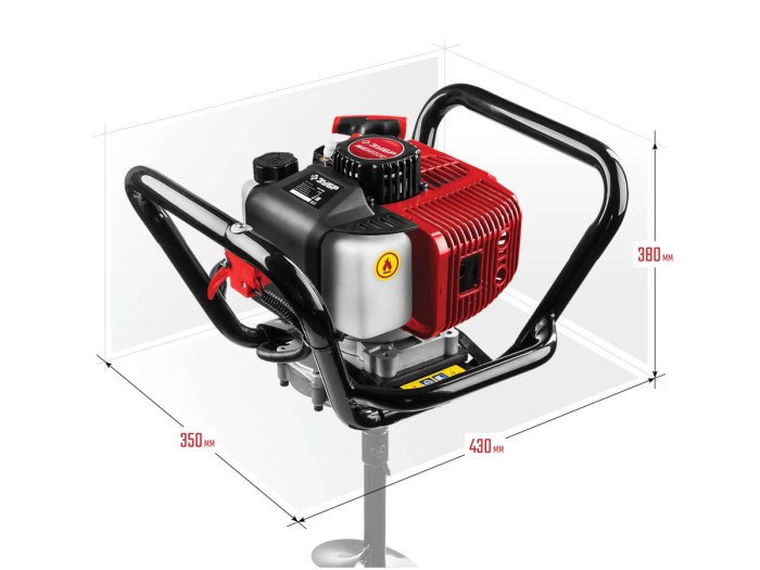 ЗУБР Ø60-200 мм, 52 см³, 1 оператор, без шнека, мотобур (бензобур) МБ1-200 Мастер