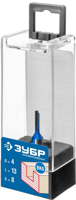 ЗУБР 4 x 13 мм, хвостовик 8 мм, фреза пазовая прямая 28753-4-13, Профессионал