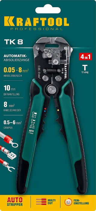 KRAFTOOL 0.05-8 мм², стриппер автоматический многофункциональный TK-8 22637