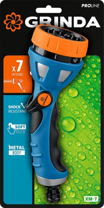 GRINDA 7 режимов, металлический с TPR, пистолет поливочный XM-7 429150 PROLine
