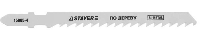 STAYER по твердому дереву, фанере, EU-хвостовик, шаг 4 мм, 74 мм, 2 шт., полотна для эл/лобзика Bi-Metal 15985-4_z01 Professional