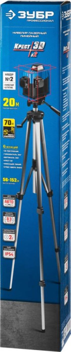 ЗУБР линейный лазерный нивелир со штативом в чехле КРЕСТ 3D 2 34908-2 Профессионал