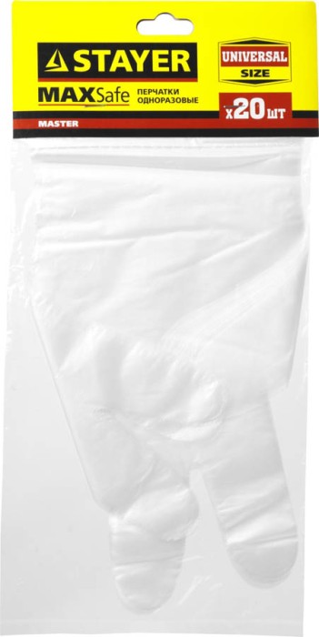STAYER 20 шт. (10 пар), универсальный размер, полиэтиленовые, перчатки одноразовые 1150-H20_z01 Master