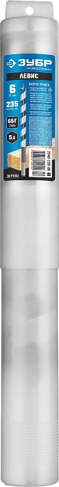 ЗУБР d=6 х 235 мм, HEX хвостовик, сверло по дереву, спираль Левиса 2948-235-06_z02